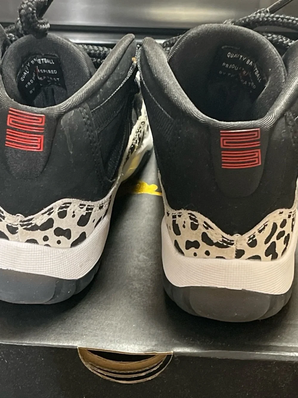 Jordan Kids High-Top Sneakers in Black and Cream Leopard